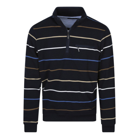 Sweat marine rayé coupe ajustée col camionneur...