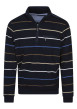 Thumbnail Sweat marine rayé coupe ajustée col camionneur avec une fermeture zippée