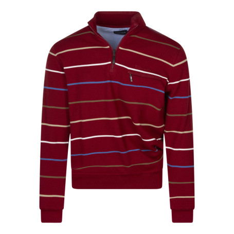 Sweat rouge rayé coupe ajustée col camionneur...