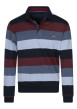 Thumbnail Sweat bordeaux rayé coupe ajustée col polo avec un logo brodé