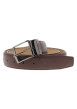 Thumbnail Ceinture en cuir marron unie avec boucle à ardillon brillante