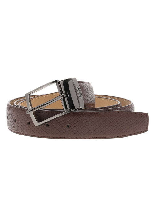Ceinture en cuir marron unie avec boucle à ardillon brillante