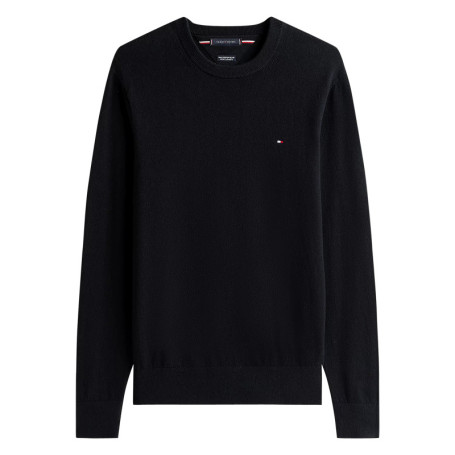 Pull en coton noir uni avec une coupe droite et...