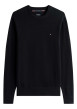 Thumbnail Pull en coton noir uni avec une coupe droite et un col rond