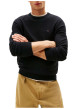 Thumbnail Pull en coton noir uni avec une coupe droite et un col rond - Image 4