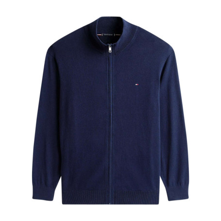 Gilet grande taille en coton marine uni avec...