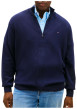 Thumbnail Gilet grande taille en coton marine uni avec une fermeture zippée - Image 2