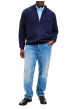 Thumbnail Gilet grande taille en coton marine uni avec une fermeture zippée - Image 3