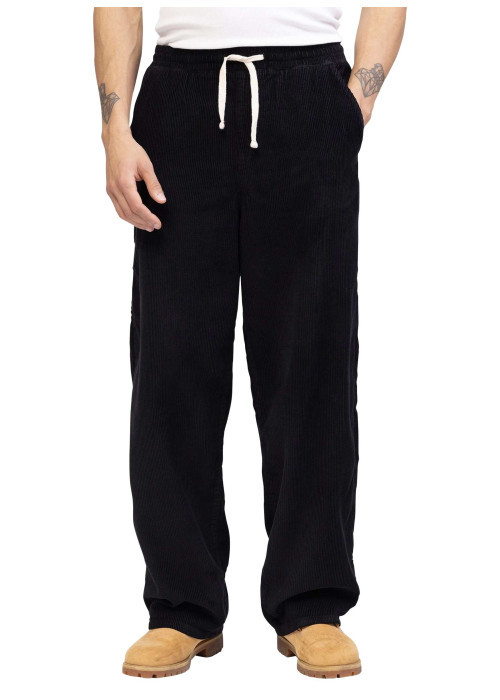 Pantalon jogging en coton noir uni en velours avec une coupe ample