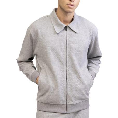 Sweat zippé gris clair uni avec une coupe...