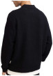 Thumbnail Pull en coton mélangé noir en maille effet gaufrée avec un col v à revers - Image 2