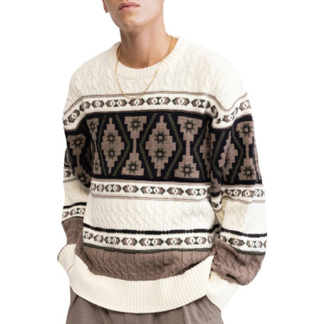 Pull multicolore en maille torsadée avec une...