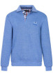 Thumbnail Pull bleu uni Grande Taille avec une coupe droite col polo et à manches longues