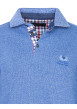 Thumbnail Pull bleu uni Grande Taille avec une coupe droite col polo et à manches longues - Image 3