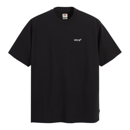 T-shirt noir en coton uni coupe régular avec un...