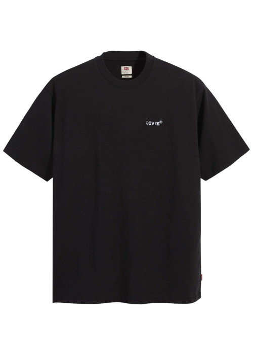 T-shirt noir en coton uni coupe régular avec un col rond