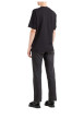 Thumbnail T-shirt noir en coton uni coupe régular avec un col rond - Image 2