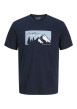 Thumbnail T-shirt en coton marine imprimé avec un col rond et une coupe droite