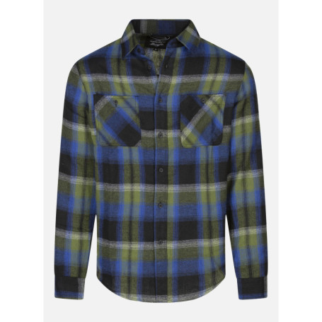 Chemise verte à carreaux avec un col à revers...