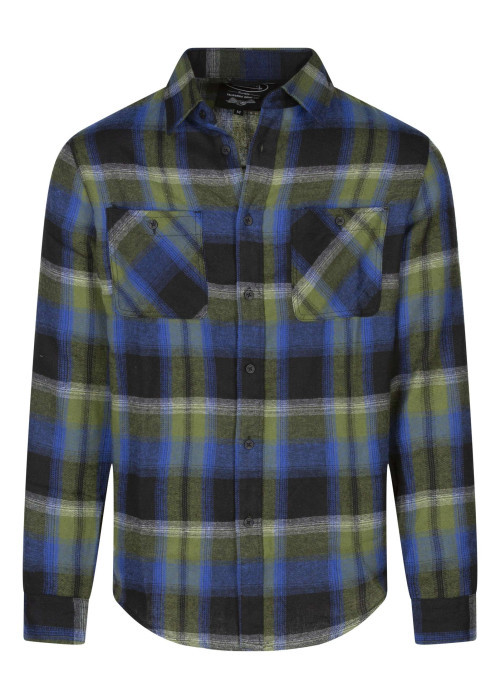Chemise verte à carreaux avec un col à revers et des manches longues