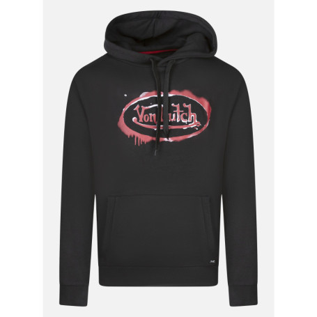 Sweat noir à imprimé avec un col à capuche et...