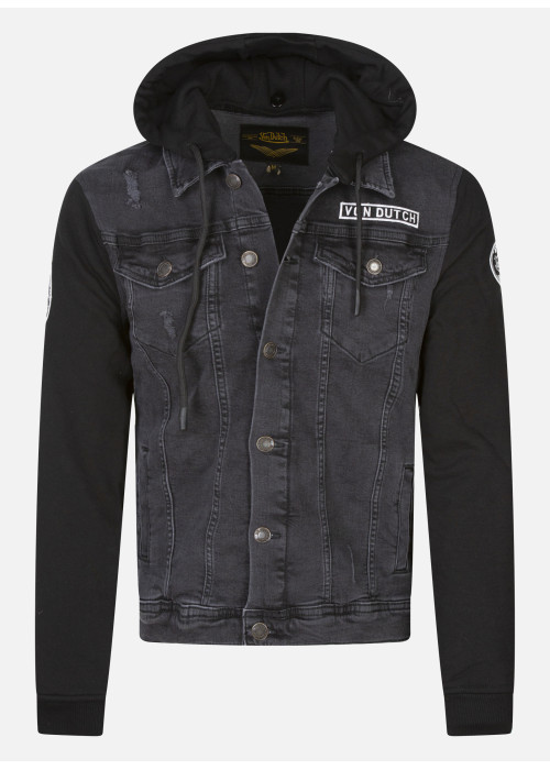 Blouson en jean en coton noir délavé avec un...