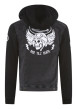 Thumbnail Blouson en jean en coton noir délavé avec un col à capuche et 4 poches - Image 2