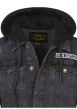 Thumbnail Blouson en jean en coton noir délavé avec un col à capuche et 4 poches - Image 4