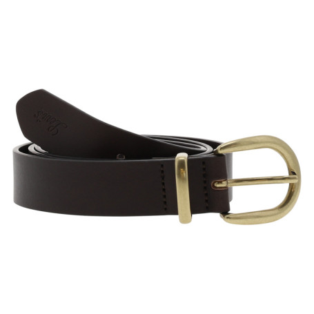 Ceinture en cuir marron unie à boucle...