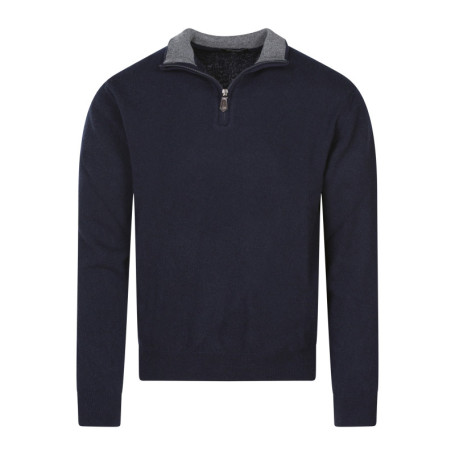 Pull laine cachemire marine uni coupe...