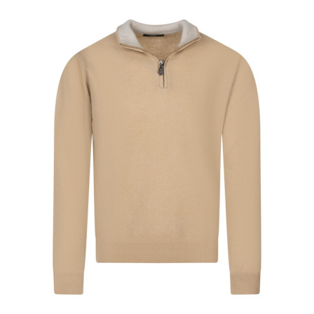 Pull laine cachemire taupe uni coupe...