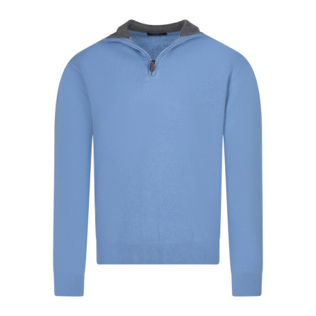 Pull laine cachemire ciel uni col camionneur et...
