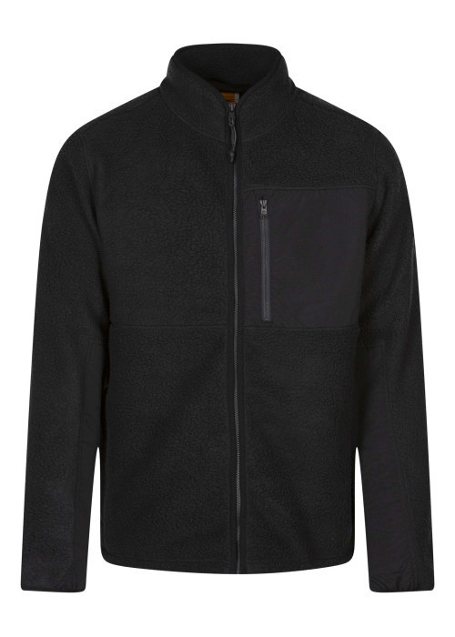 Sweat noir bi-matière à coupe droite avec un col montant et un zip