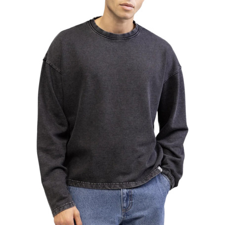 Pull en coton anthracite pourvu d'un col rond...