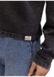 Thumbnail Pull en coton anthracite pourvu d'un col rond et de manches longues - Image 3
