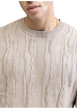 Thumbnail Pull en coton beige pourvu d'un col rond et de manches longues - Image 2