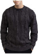 Thumbnail Pull en coton noir pourvu d'un col rond et de manches longues