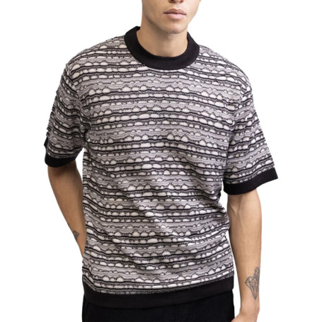 Pull noir et écru en maille tricotée pourvu...