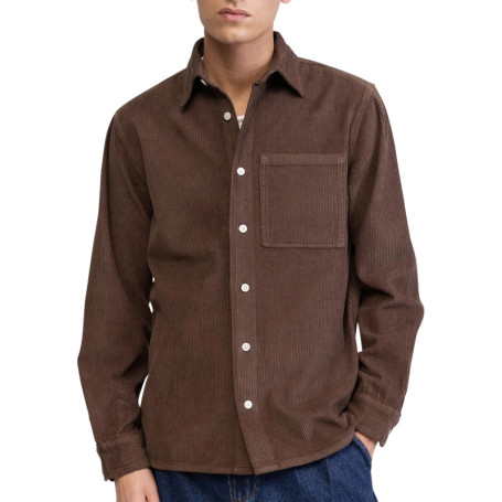 Surchemise en coton marron pourvue d'un col à...