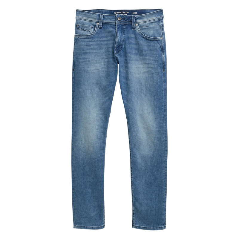 Tom Tailor - Jean Josh Stone En Coton Pourvu D'une Coupe Droite Et Du Logo De La Marque - Stone Tom Tailor - Jean Josh Stone En Coton Pourvu D'une Coupe Droite Et Du Logo De La Marque - Stone