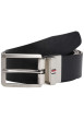 Thumbnail Ceinture en cuir noire unie avec fermeture à boucle à ardillon interchangeable