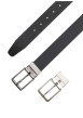 Thumbnail Ceinture en cuir noire unie avec fermeture à boucle à ardillon interchangeable - Image 3