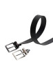 Thumbnail Ceinture en cuir noire unie avec fermeture à boucle à ardillon interchangeable - Image 4