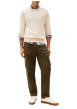 Thumbnail Pull en coton beige uni en maille fine avec une coupe droite et un col rond - Image 3