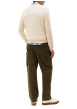 Thumbnail Pull en coton beige uni en maille fine avec une coupe droite et un col rond - Image 4