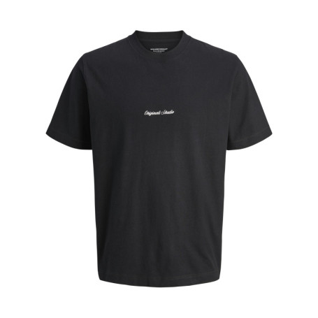 T-shirt en coton noir uni avec une coupe droite...