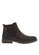 Thumbnail Boots en cuir marron à talon décroché bas avec un zip et un soufflet élastiqué