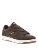 Thumbnail Sneakers brunes à talon plat avec des lacets et bandes bleues marine - Image 3