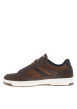 Thumbnail Sneakers brunes à talon plat avec des lacets et bandes bleues marine - Image 2