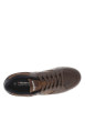 Thumbnail Sneakers brunes à talon plat avec des lacets et bandes bleues marine - Image 4